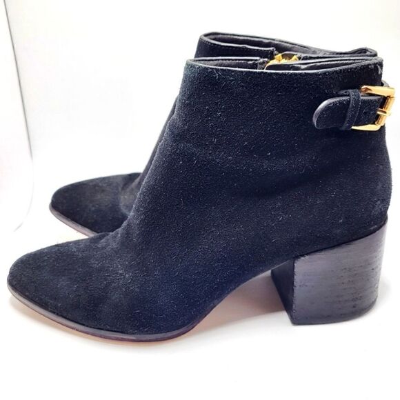 MK Michael Kors Black Suede Side Zip Block Heel Ankle Boots sz.7M $295 - Picture 5 of 10